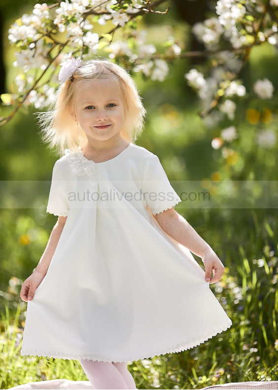 Ivory Boho Short Flower Girl Dress